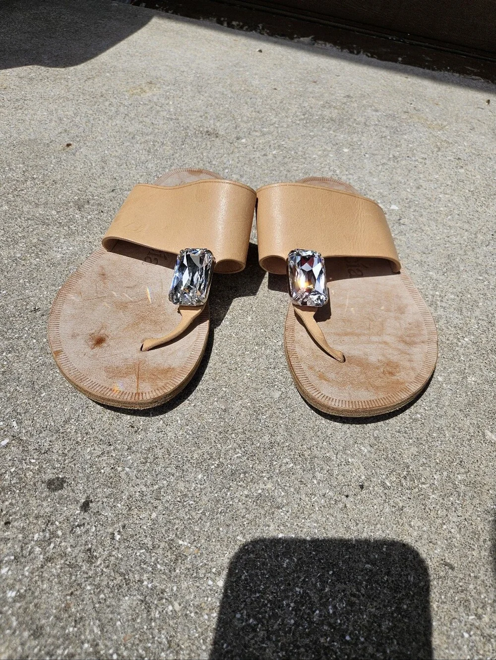 Pedro Garcia Espana Womens Thong Sandals Size 7 EUR 37 Swarovski Crystals Brown